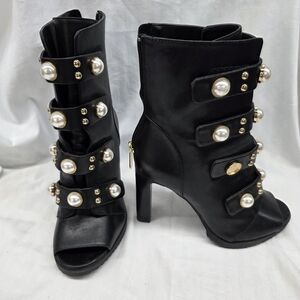 Karl Lagerfeld Paris Women's Brayden Peep Toe Bootie Size 7.5